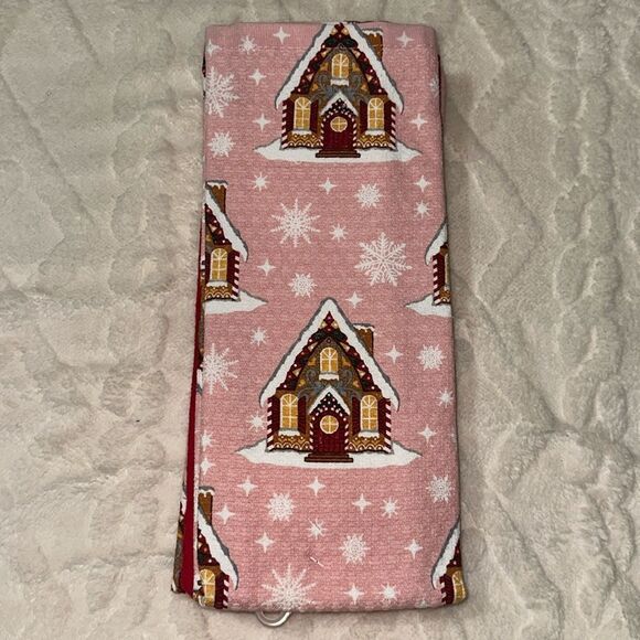 Martha Stewart 3 Cotton Pink Red White Christmas Homes Kitchen Tea Towels - Picture 2 of 8